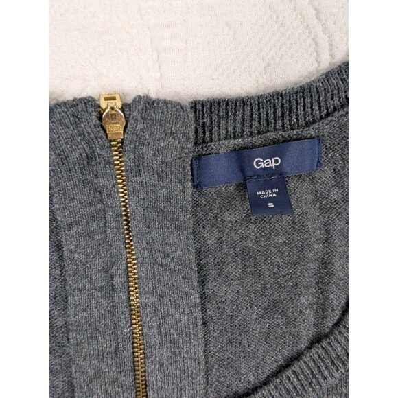 GAP Top blouse Women's Size Small Gray  Zip Back Knit cotton nylon cashmere - Picture 4 of 15